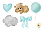 Baby Boy Watercolor clipart, an Animal Illustration by Natalya_Mona_Art (Thumbnail 4 of 10)
