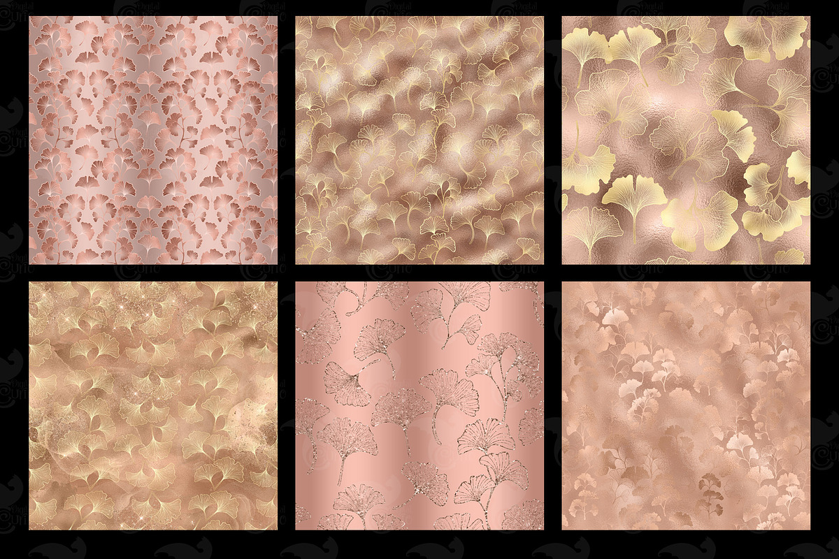 Rose Gold Ginkgo Digital Paper, a Texture Graphic by Digital Curio (Photo 5 of 5)