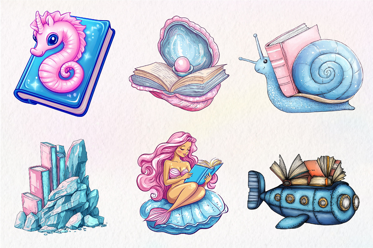 Undersea Reading Clipart, an Illustration by CreationArt (Photo 6 of 9)
