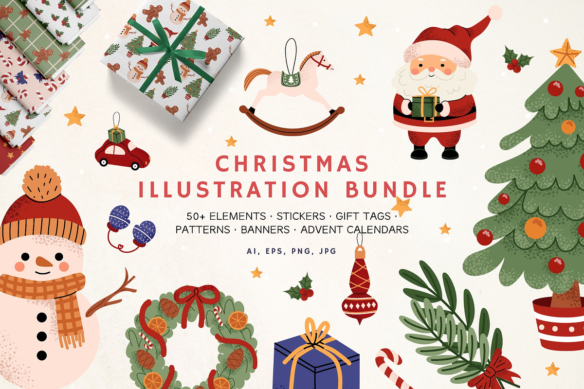 Christmas Illustration Bundle, a Seasonal Illustration by AnbyArt (Photo 1 of 8)