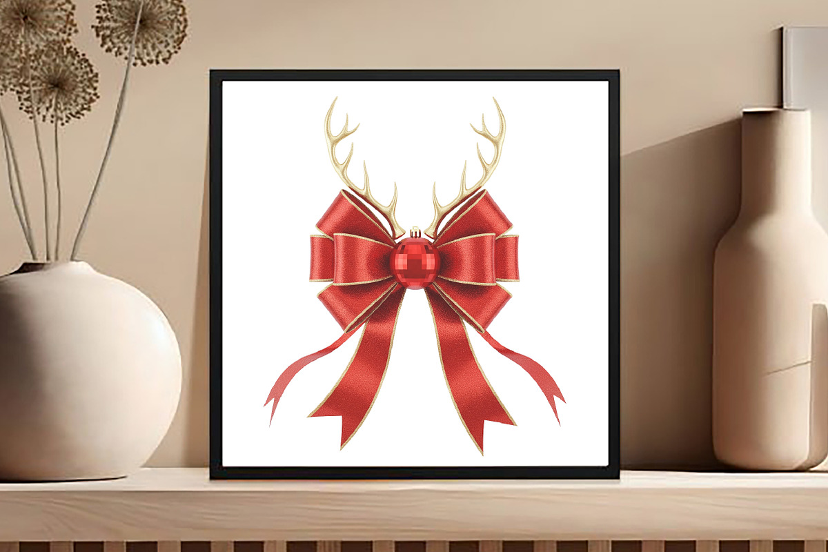 Christmas Reindeer Coquette Bow Png, an Illustration by Black Bird Studio (Photo 4 of 4)