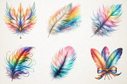 Rainbow Watercolor Feathers Clipart, an Illustration by RobertsArt (Thumbnail 3 of 7)