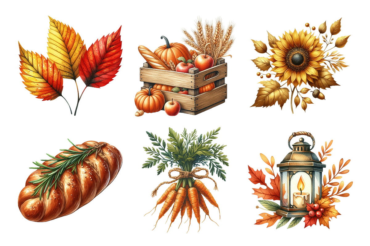 Watercolor Thankful Harvest Clipart, an Illustration by Daily.Designs (Photo 5 of 5)