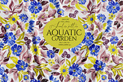 Blue, Yellow, Plum floral pattern, a Pattern Graphic by SirenaArt (Thumbnail 1 of 16)