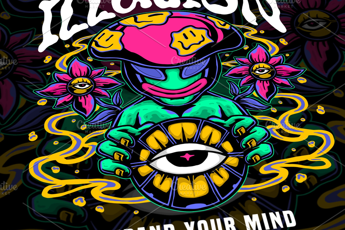 Psychedelic Alien Illustration, an Object Illustration by Pries Studio (Photo 2 of 3)