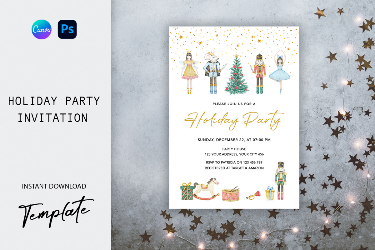 Nutcracker Holiday Party Invitation, an Invitation Template by SvetaArtStore (Photo 1 of 3)