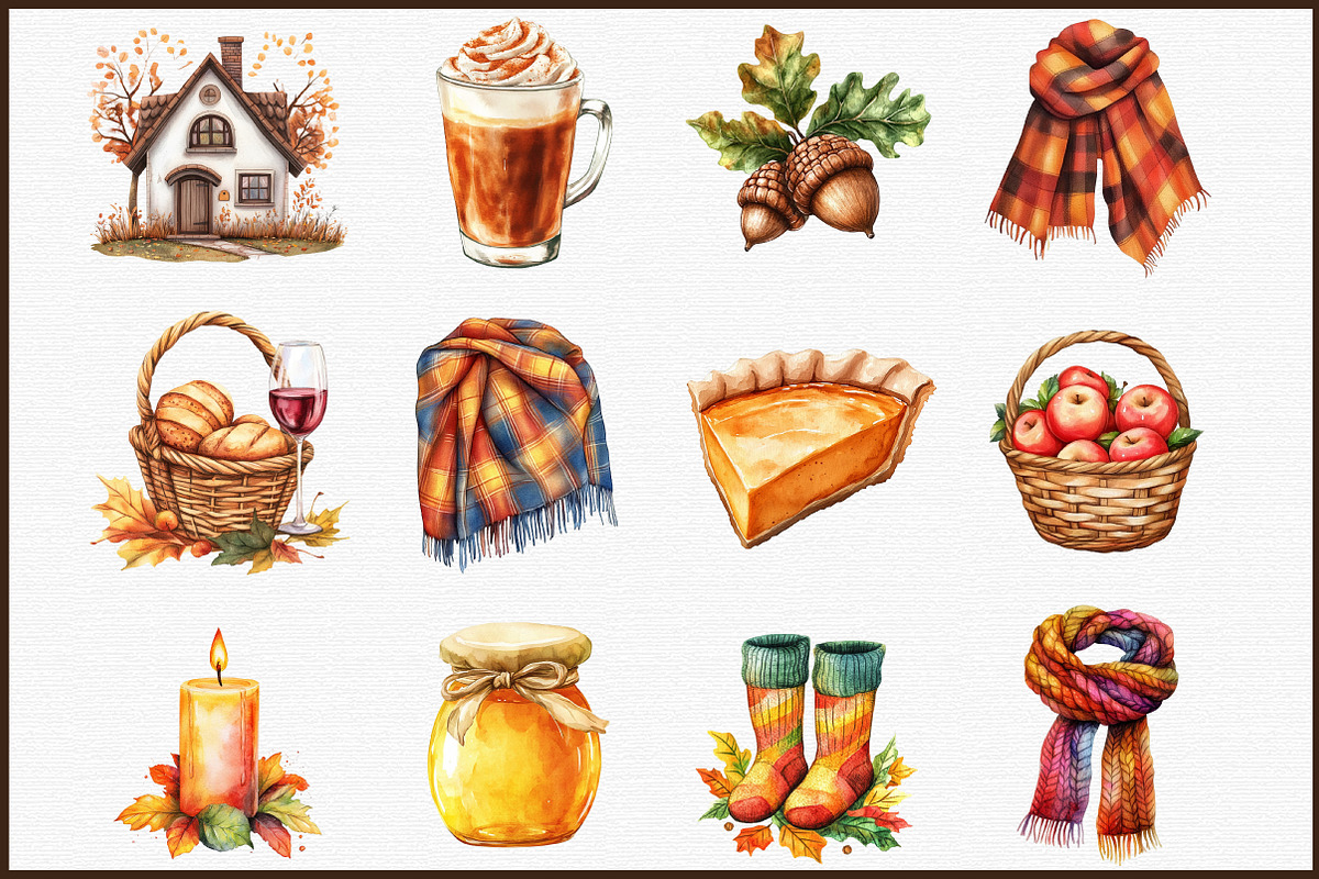 Cozy Autumn Charm Clipart Set, an Illustration by Sublimation Artist (Photo 3 of 6)