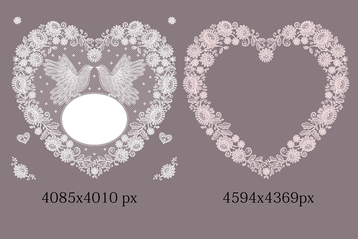 Wedding lace birds, heart shapes., a Pattern Graphic by Ajuga (Photo 5 of 5)