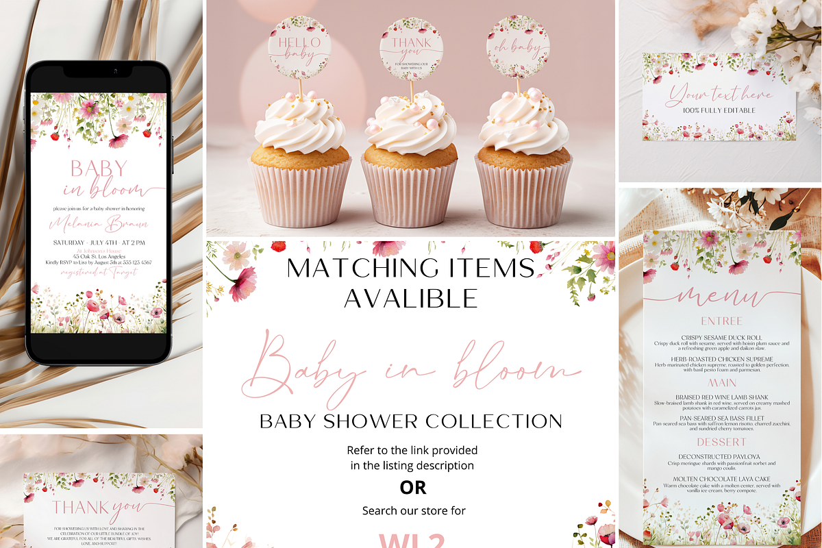 Baby in Bloom Thank You Card Mockup, an Invitation Template by Digital_Mind (Photo 3 of 5)