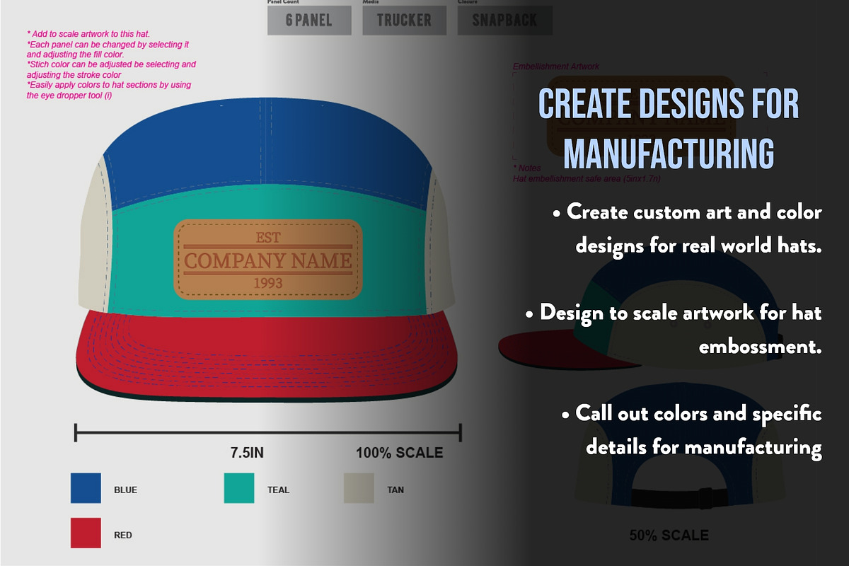 Hat Template - 5 Panel Hat, a Hat Mockup by Template Haven (Photo 2 of 10)
