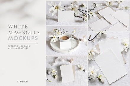 White magnolia wedding photo mockups, a Print Template by Tabita's shop