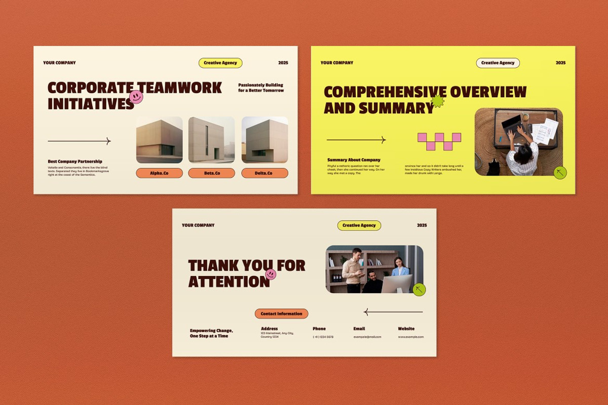 Yellow Beige Company Profile PPT, a Presentation Template by graphicook (Photo 5 of 5)
