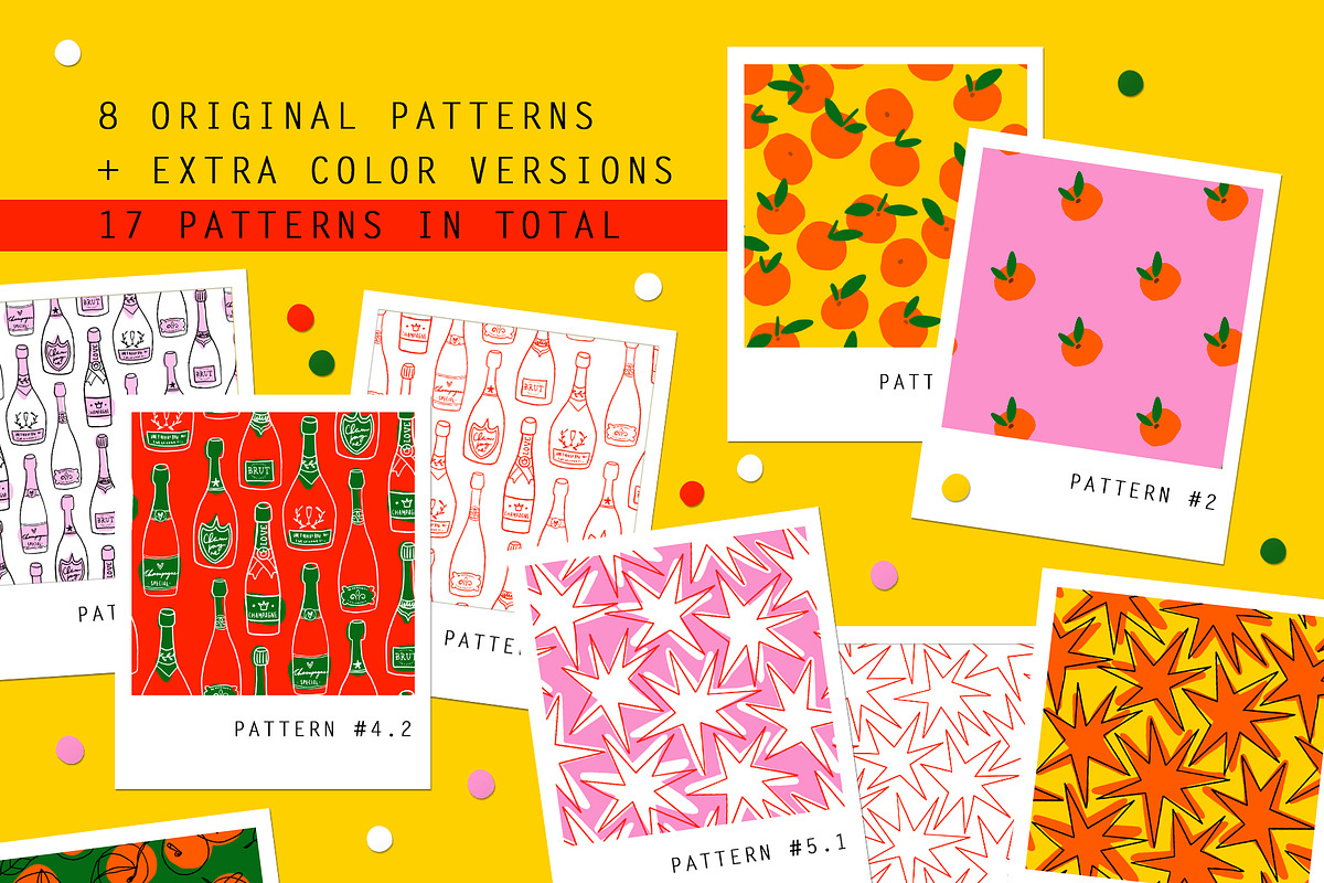CHAMPAGNE & TANGERINES-patterns pack, an Illustration by Yashroom (Photo 2 of 6)