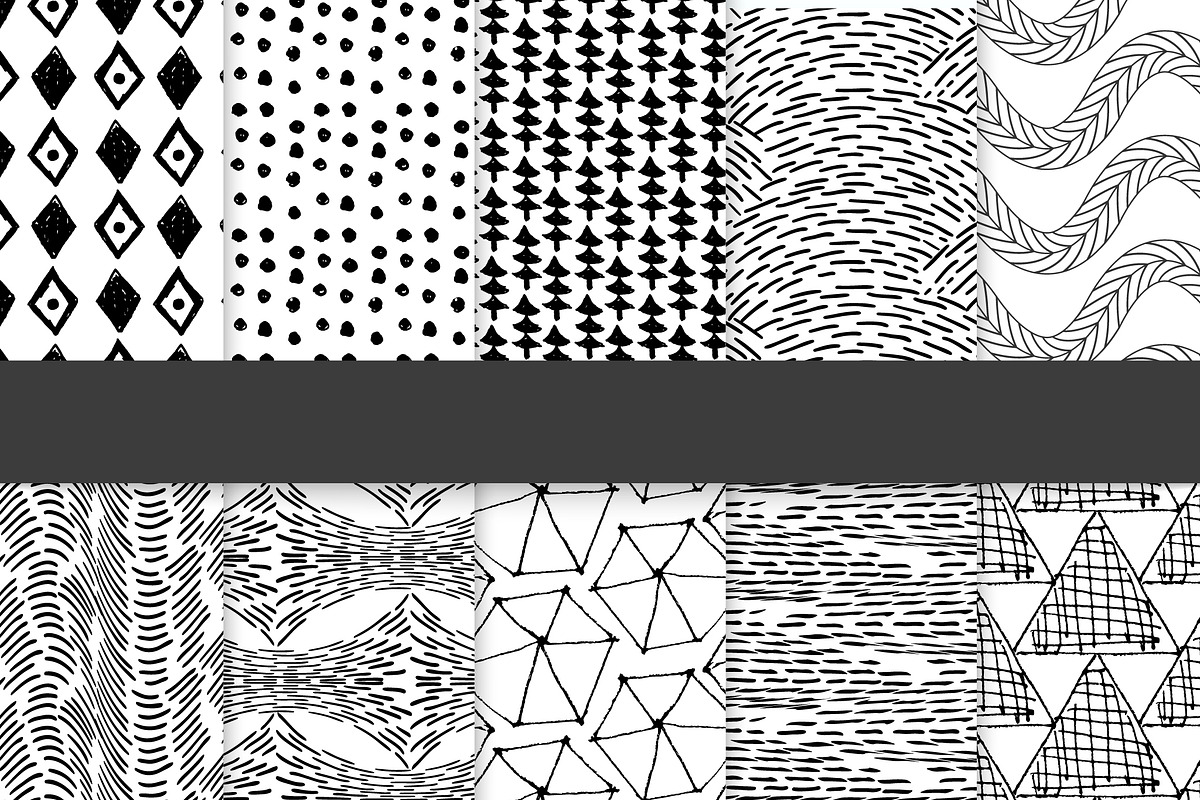Seamless Pattern Hand Drawn B&W, a Pattern Graphic by Zebra-Finch (Photo 1 of 2)