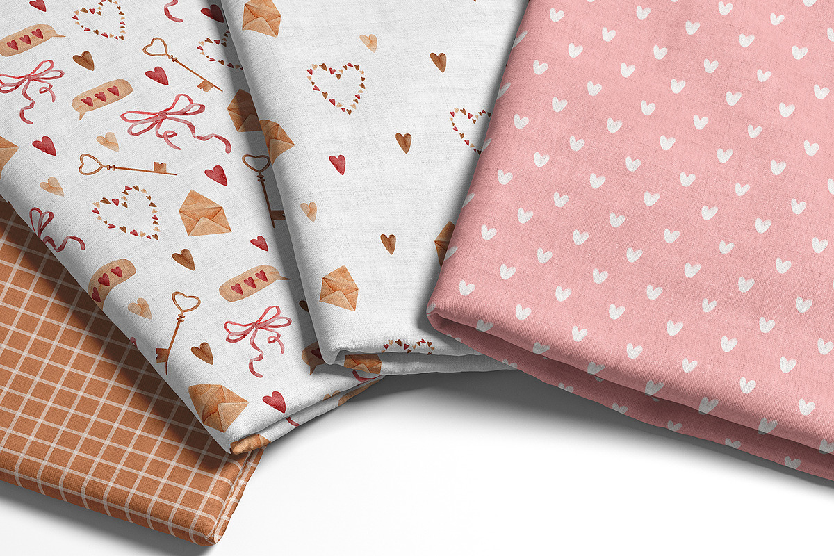 Watercolor patterns Valentine's Day, a Pattern Graphic by Pattern + watercolor (Photo 2 of 9)