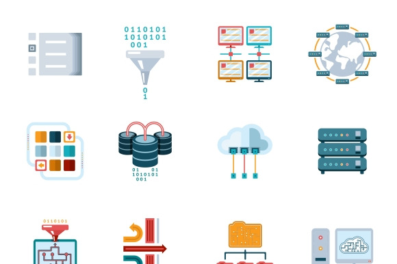 Flat Filtering Data Icons