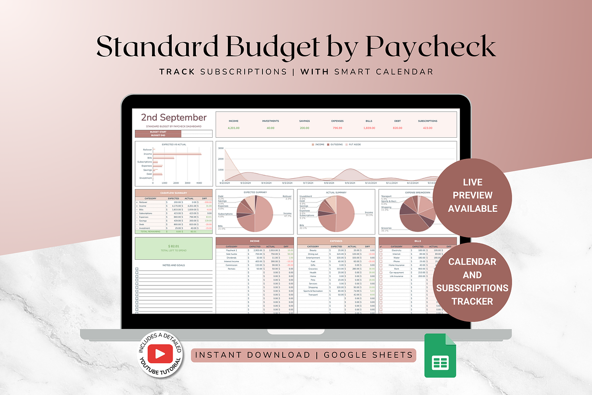 Standard Paycheck Budget - Neutral, a Templates & Theme by The Creative Plans co (Photo 1 of 10)