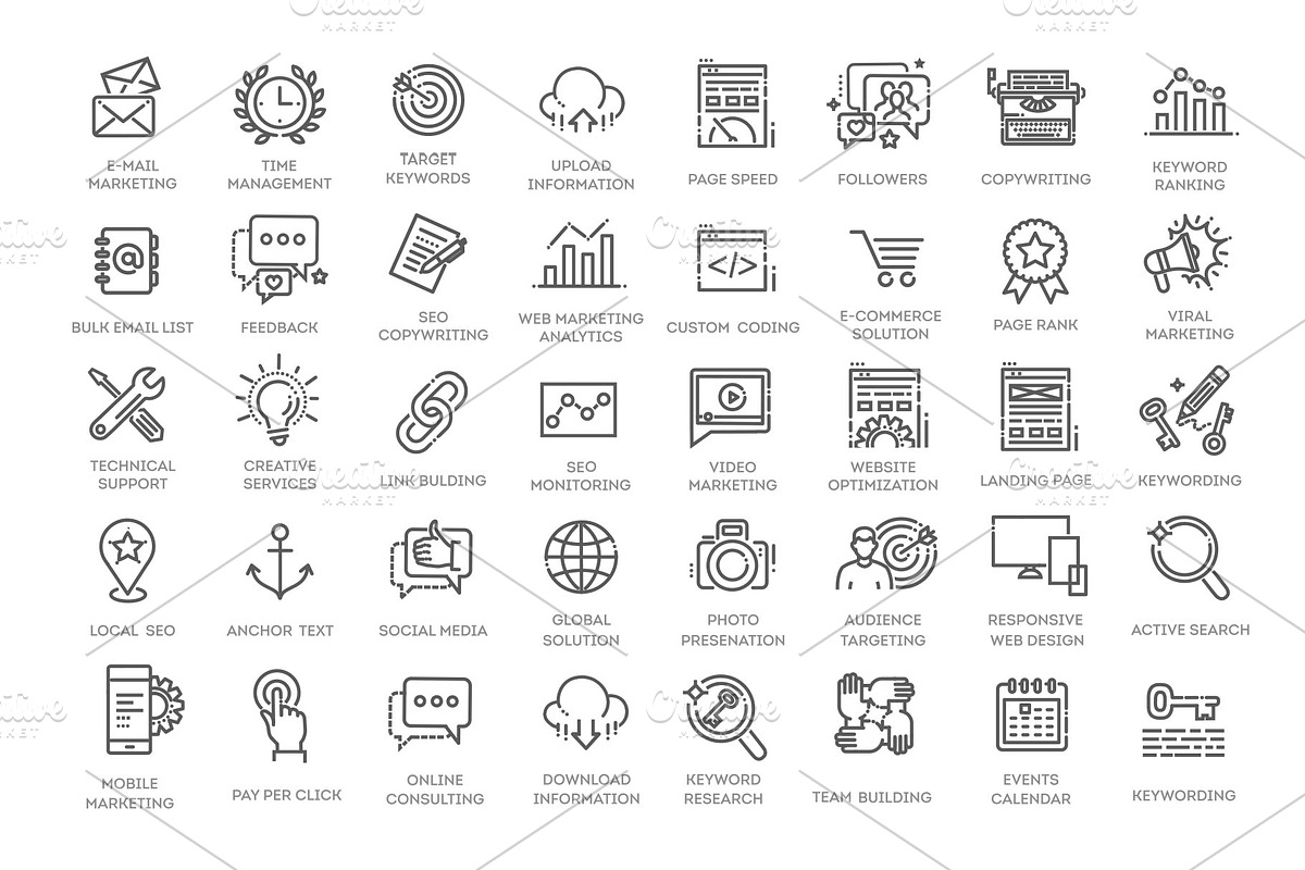 SEO and Development icons, a Technology Illustration by Tettygreen (Photo 1 of 3)