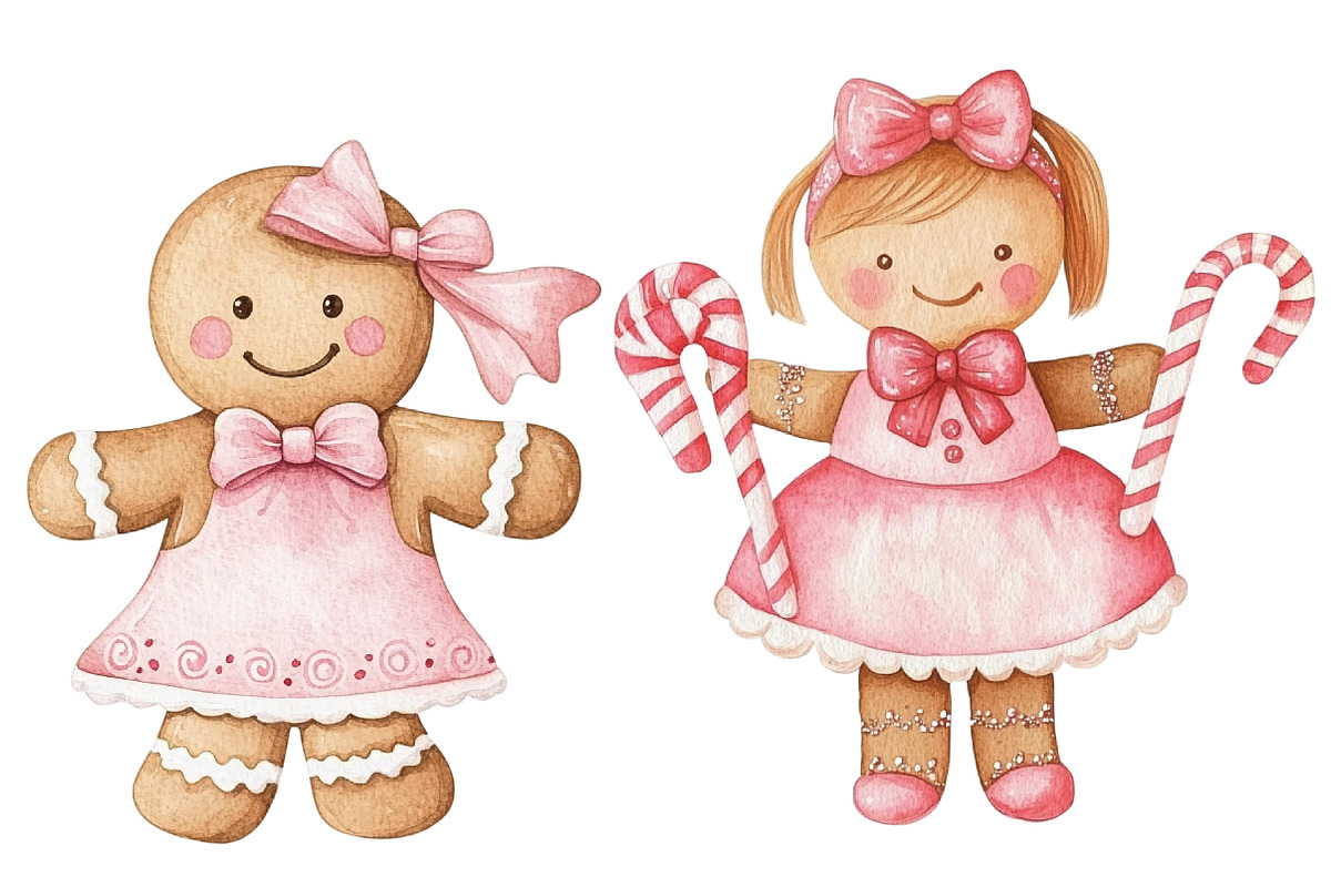 Pink Gingerbread Clipart Bundle, a Seasonal Illustration by CitraGraphics (Photo 5 of 7)