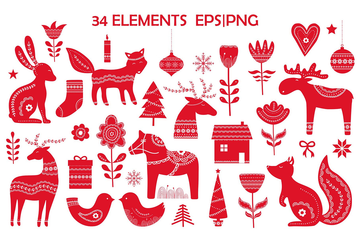 Scandinavian Christmas Collection, a Seasonal Illustration by Alisovna (Photo 2 of 7)