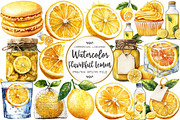 Watercolor Flavorful Lemon Clipart, an Illustration by OK Design (Thumbnail 1 of 5)
