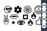 Retro Black Icon Clipart Set, an Illustration by designvectx (Thumbnail 1 of 3)