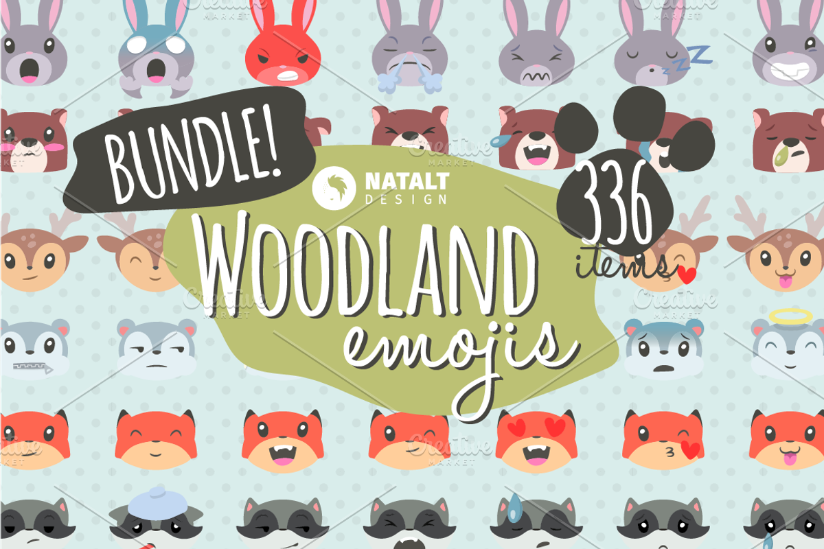 Woodland Animals Emojis BUNDLE, an Emoji Icon by NatBurger (Photo 1 of 16)