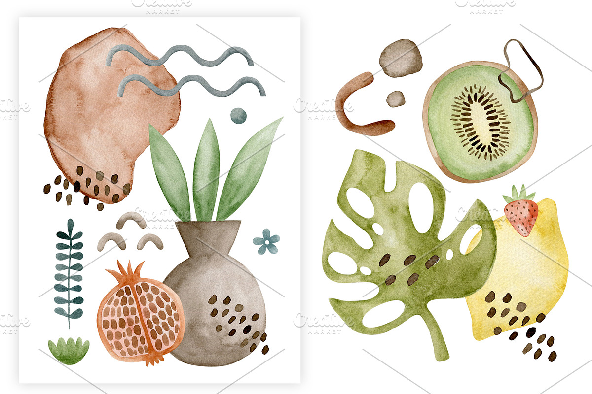 Watercolor Modern Summer Collection., a Decorative Illustration by Kira Konoshenko (Photo 14 of 17)