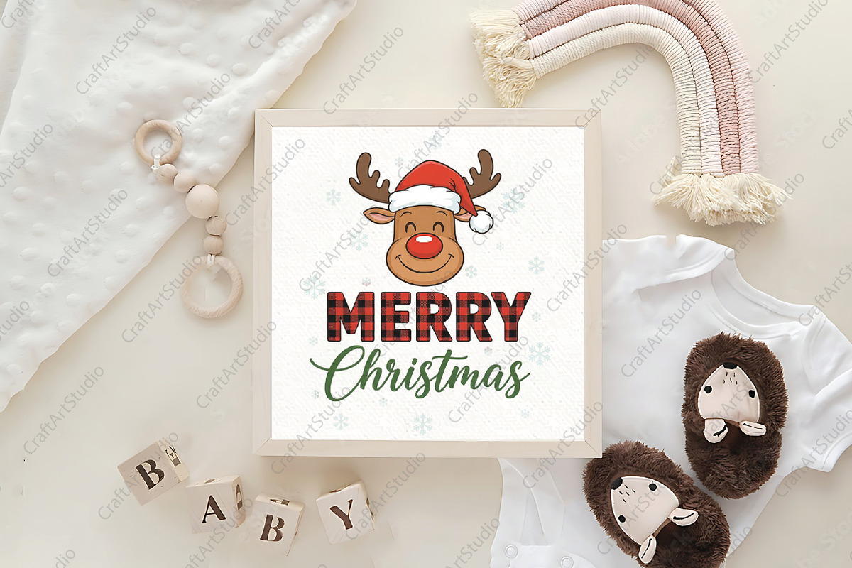 Reindeer Merry Christmas PNG, an Illustration by CraftArtStudio (Photo 4 of 4)