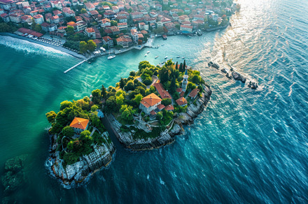 This stunning aerial view captures a, a Photo by Tanuart