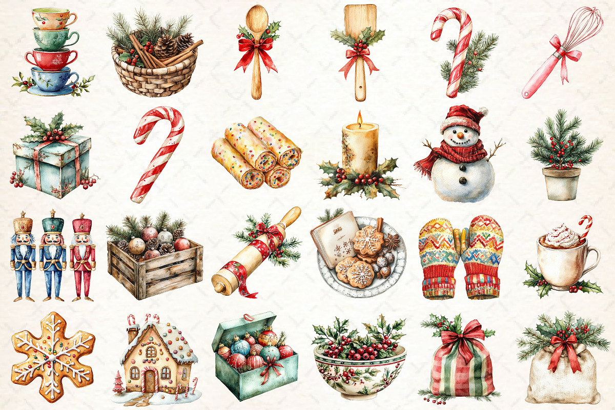 Watercolor Christmas Baking Clipart, an Illustration by Libby Wishes (Photo 2 of 7)