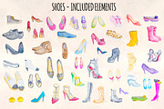 Heels Sneakers and Shoes Watercolor, a Person Illustration by Violet LeBeaux (Thumbnail 1 of 3)