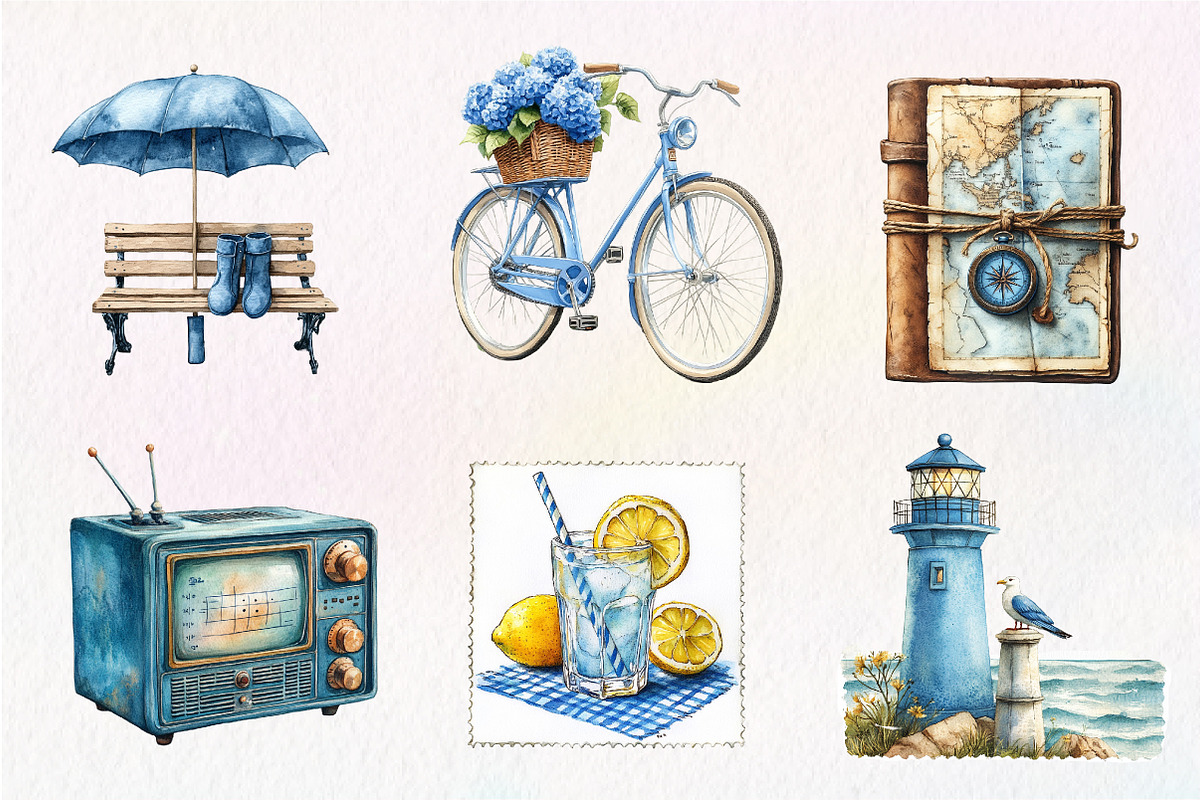 Blue Summer 1920 Clipart, an Illustration by CreationArt (Photo 5 of 9)