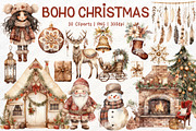 Boho Christmas Watercolor Clipart, a Seasonal Illustration by Maysa Art (Thumbnail 1 of 7)