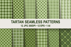 Tartan green seamless patterns