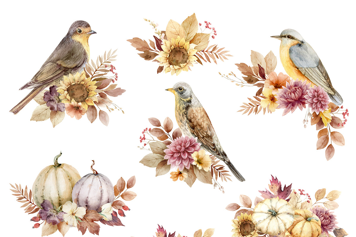 Warm Autumn Watercolor Clipart, a Decorative Illustration by Elena Medvedeva (Photo 4 of 10)