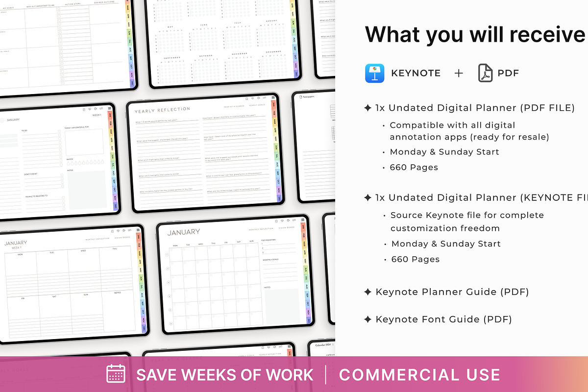 PLR Undated Digital Planner, a Design Template by Makii Templates (Photo 3 of 6)