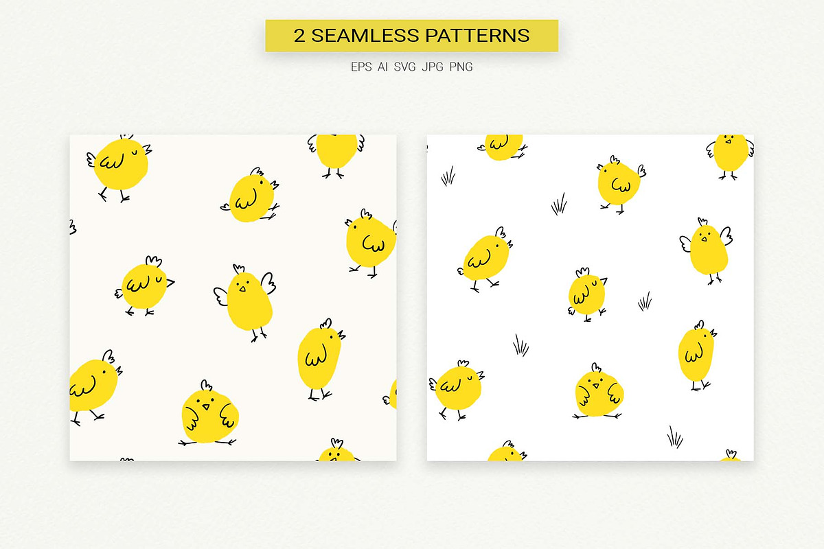 Cute Chicks – Clipart & Pattern, an Animal Illustration by Irina Ostapenko (Photo 3 of 4)