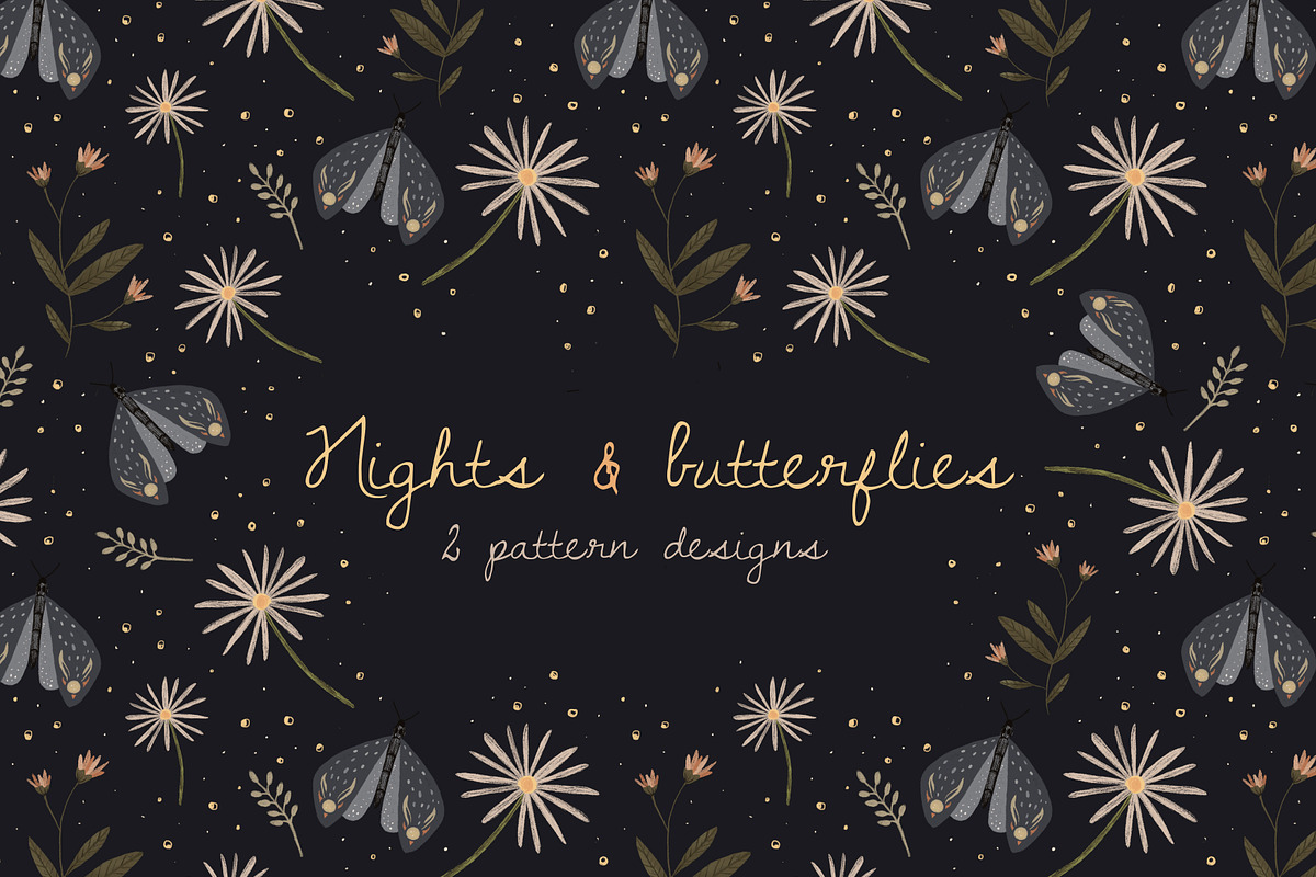 Nights & butterflies, a Pattern Graphic by DijanaDesignShop (Photo 1 of 7)