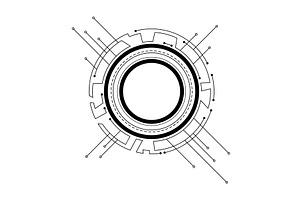 Circuit board circle frame, a Technology Illustration by Things for designers