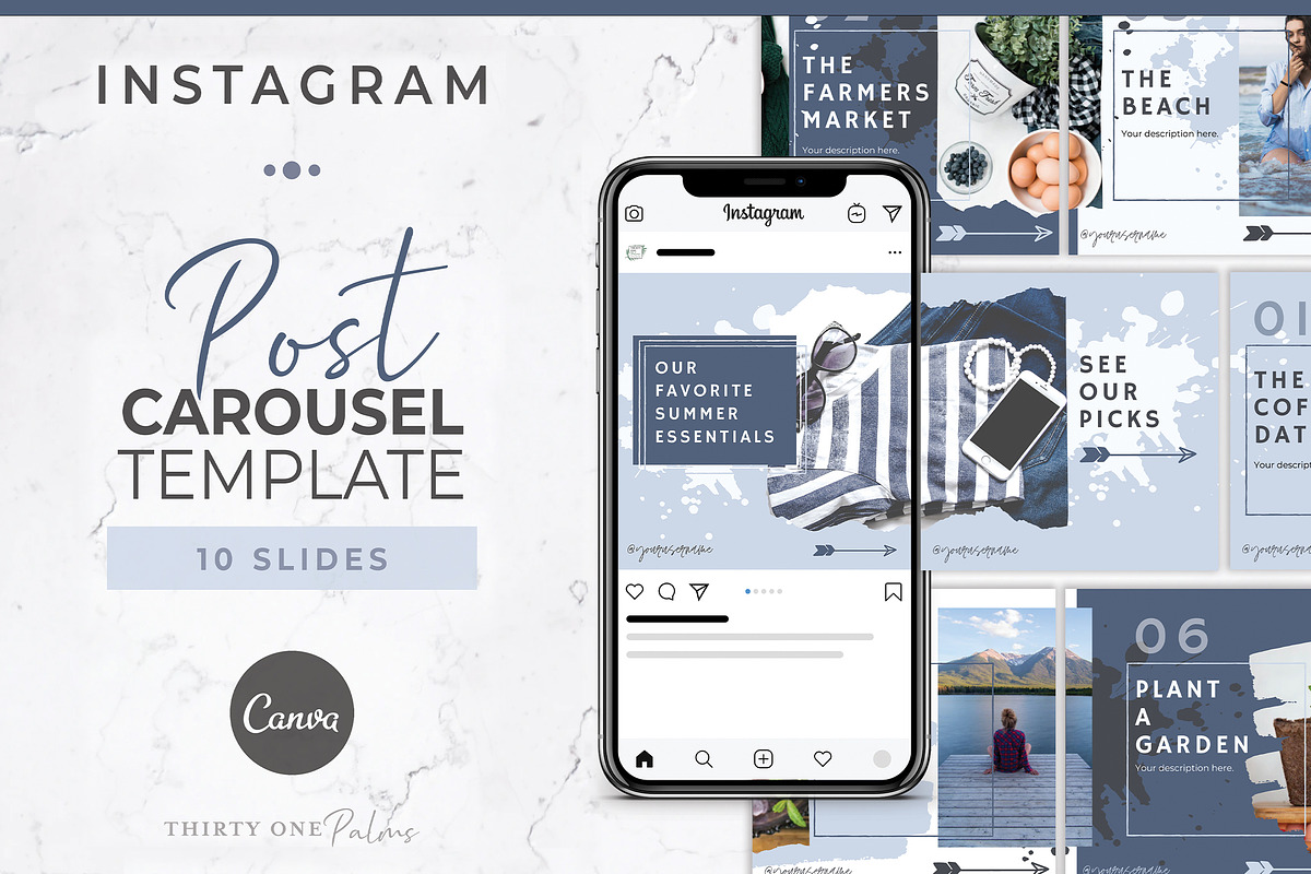 Instagram Post Carousel for Canva, a Social Media Template by Thirty One Palms Studio (Photo 1 of 6)