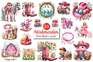 Watercolor Pink Western Easter PNG, a Graphic by CitraGraphics