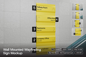 Wall Mounted Wayfinding Sign Mockup