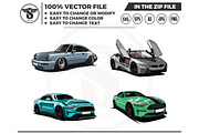 sport car illustration vector, a Transportation Illustration by slLametDesigns (Thumbnail 1 of 5)