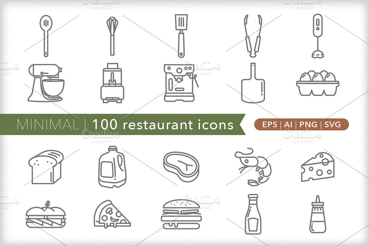 Minimal 100 restaurant icons, an Outline Icon by Picture Window (Photo 5 of 10)