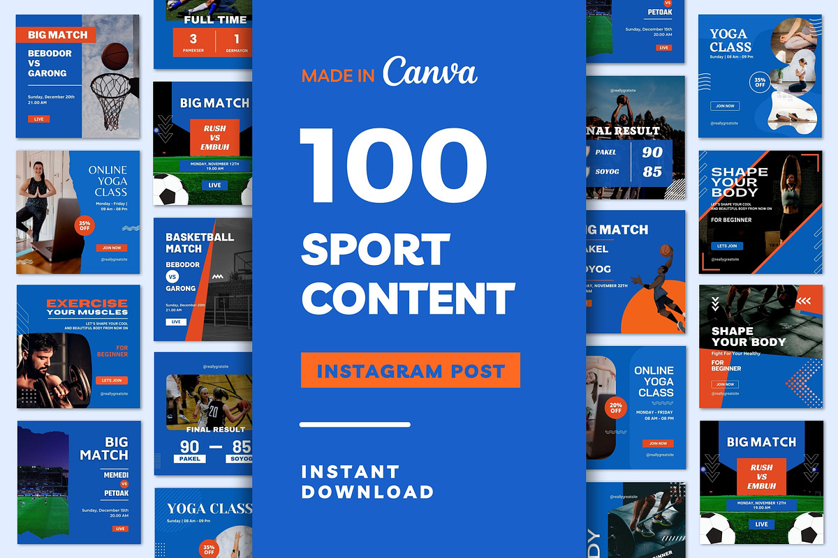 Sports Content Instagram Posts, a Social Media Template by emcrea (Photo 1 of 9)