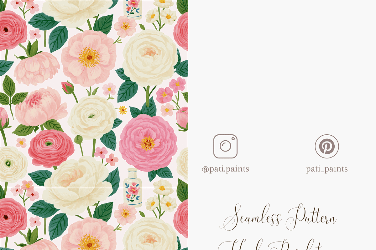 Blush Garden Roses Seamless Pattern, a Pattern Graphic by Pati Charm Studio (Photo 5 of 6)