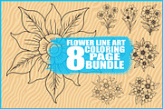Flower Outline Art Printable Pack, an Illustration by BIPLOB EXPERT (Thumbnail 1 of 9)