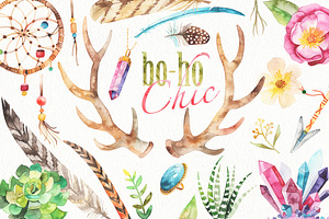 Watercolor bo-ho set
