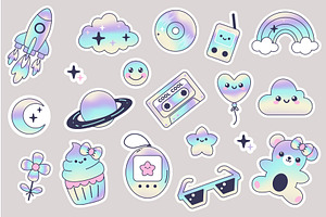 Retro Y2K Hologram Stickers, an Illustration by alexdndz